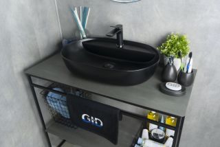 Раковина Gid Bm1346 53345 накладная черная матовая 61x41x14